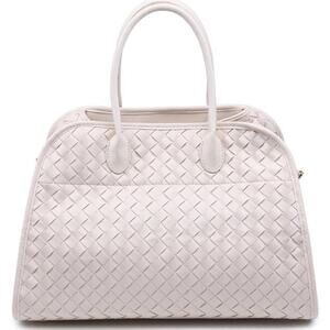 Rhonda Woven Vegan Leather Tote Bag | Ivory